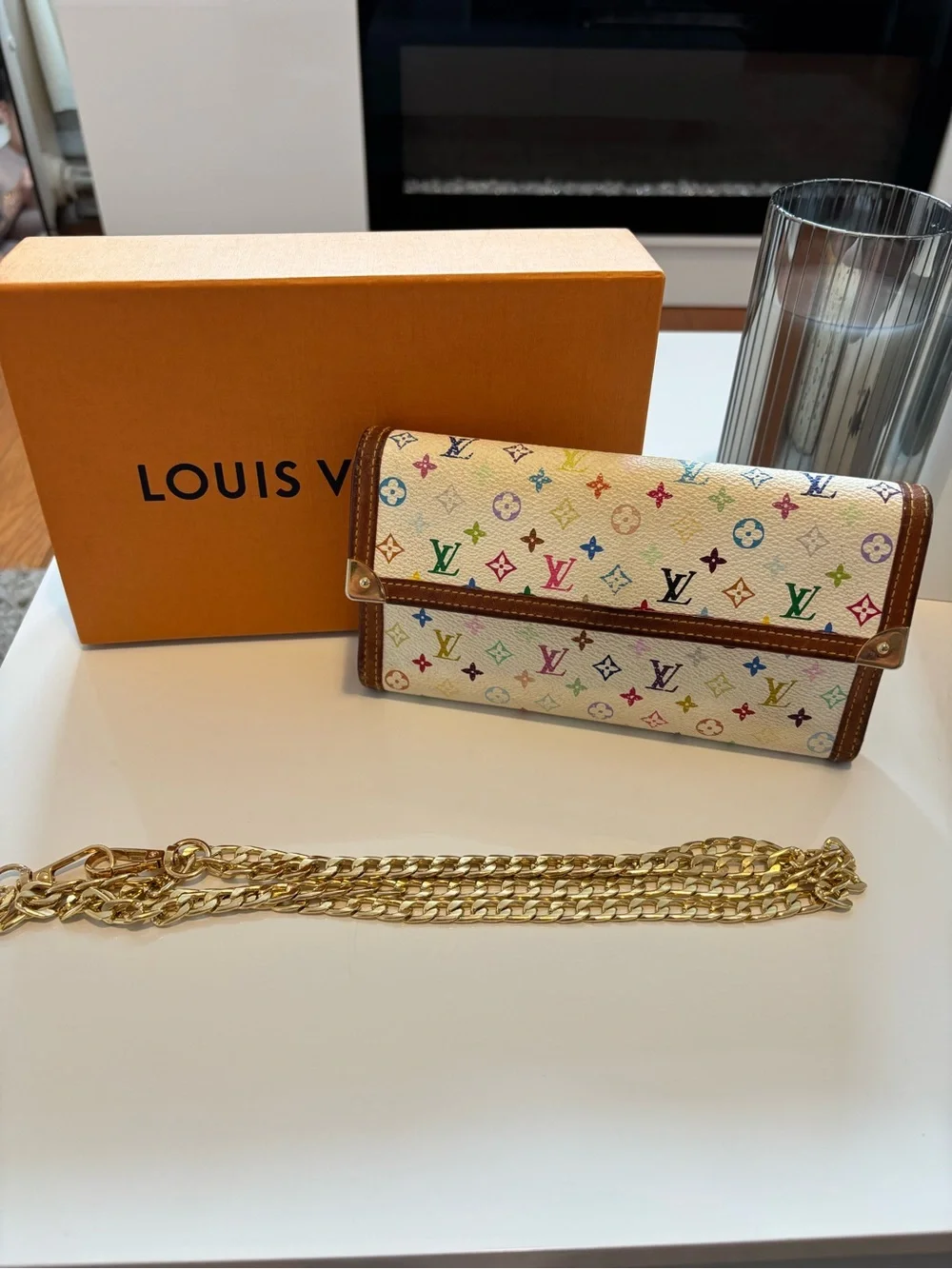 Louis Vuitton Multicolor Monogram Continental Wallet - Cream with Brown Trim